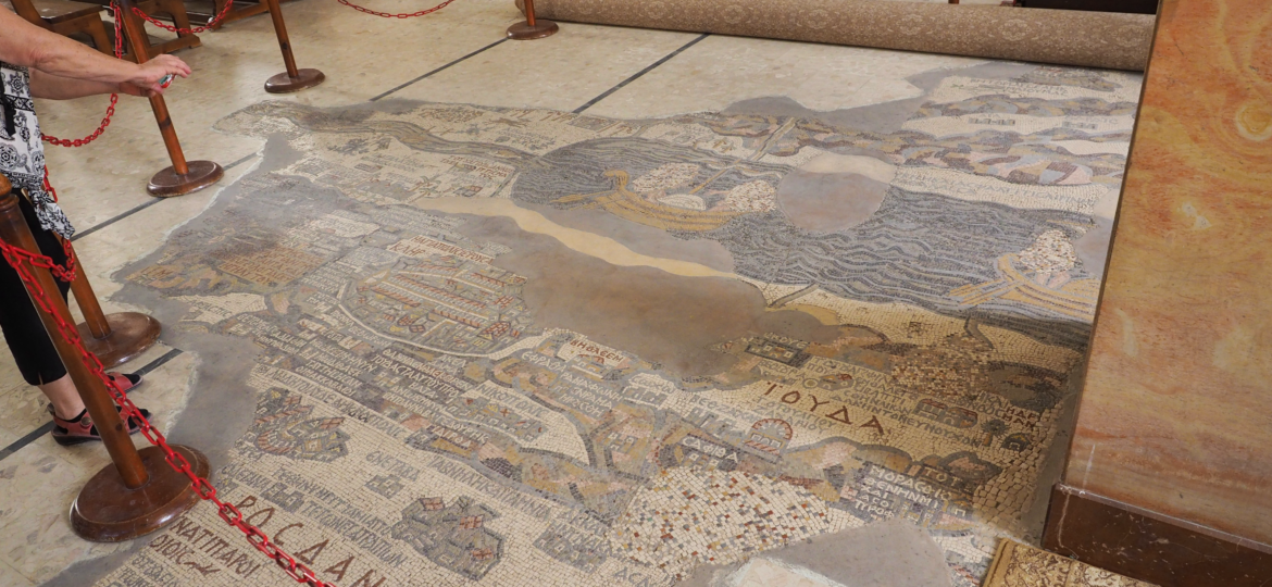The Madaba Map at the Church of St George in Madaba, Jordan.