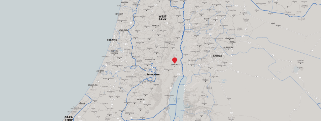 Map showing the location of Jericho, in the West Bank.